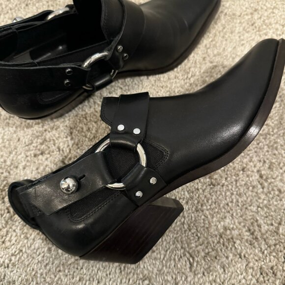 Rag & Bone Westin Black Harness Pull On Booties W/ Silver Tone Hardware - Picture 8 of 9